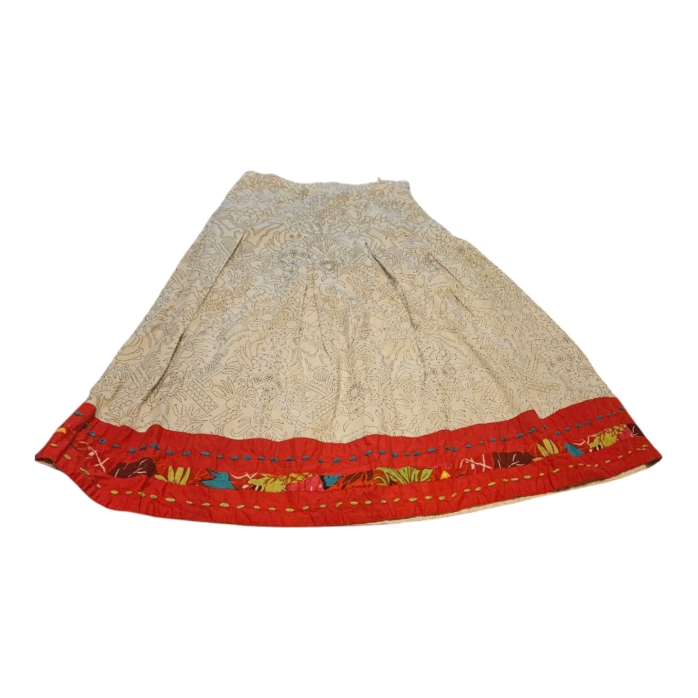 Choices | Elegant Beige and Red Women's Skirt